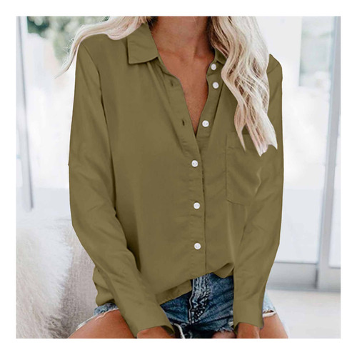 Blusa Casual Con Botones Para Mujer, De Moda Creativa, Camis