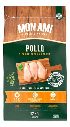 Alimento Perro Mon Ami Pollo Y Carne Fresca Natural Bolsa 3k