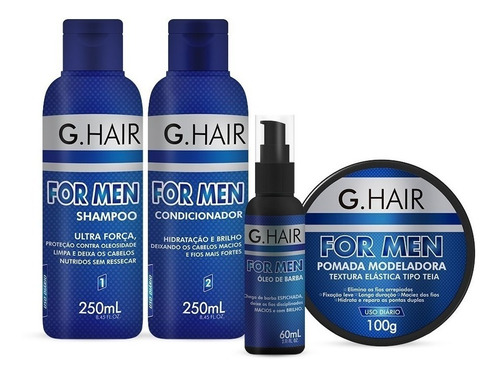 Kit Cabelo E Barba 04 Produtos Masculino For Men G Hair 