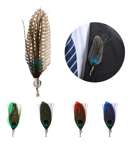 Hombres Broches De Plumas De Alfileres De Broche Ramillete