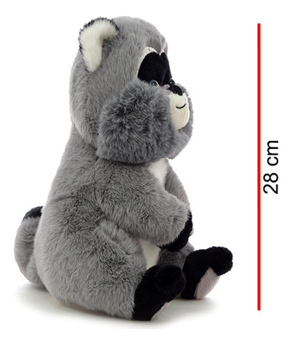 Peluche Mapache Suave 28cm Original Phi Phi Toys Gris