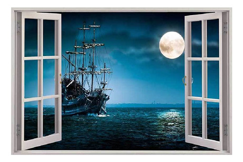 Yowocal 3d Falsa Ventana Pegatina De Pared, Extraible Pirata