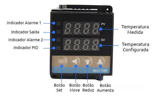 Kit Controlador Temperatura Digital Pid 40a Rex-c100 Bivolt