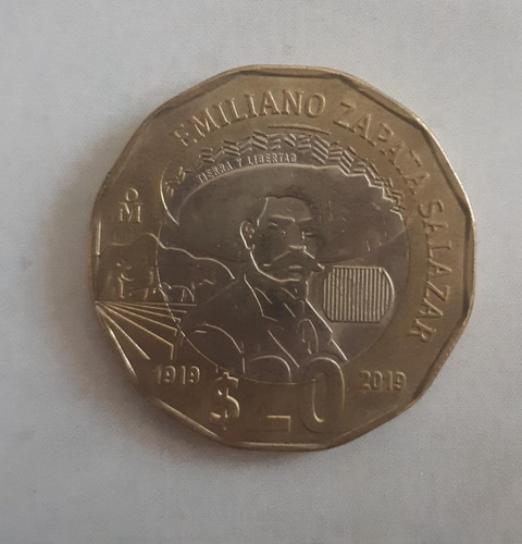 Moneda De 20 Pesos Emiliano Zapata Salazar 1919 2019