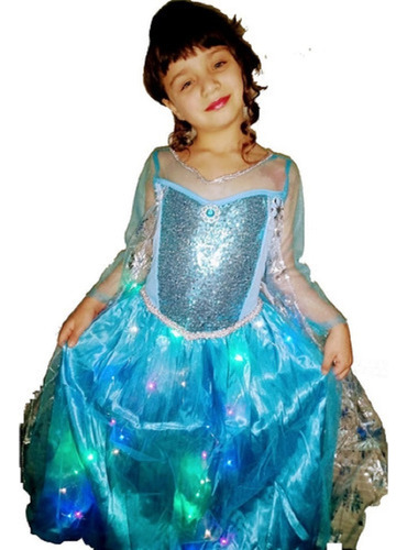 Disfraz Infantil De Princesa Con Luz Celeste - Cd 9949