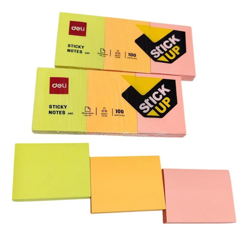 Mini Notas Adhesivas 100 Hojas 38mmx51mm Pack De 3 Unid.