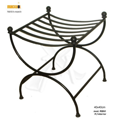 Imagen 1 de 9 de Banqueta De Hierro Romana Forjado 40cm En Negro Epoxi