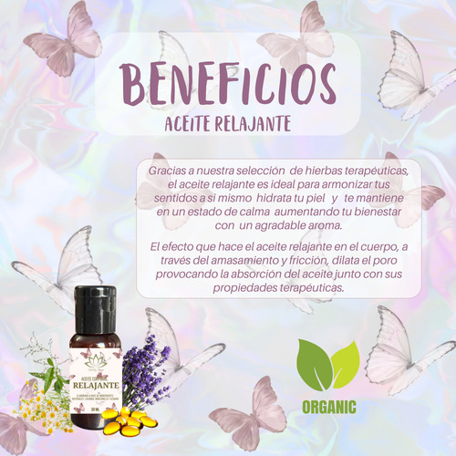 Aceite Orgánico Masaje Relajante Descontracturante 2pz 30ml