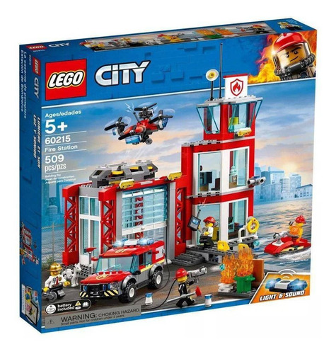 Lego 60215 City Quartel Bombeiros C Veiculo Luz E Som 509pcs