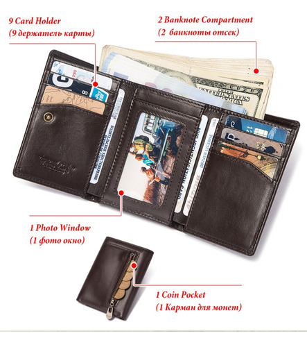 Billetera Hombre - 3 Cuerpos Sin Cadena Humerpaul 100% Cuero