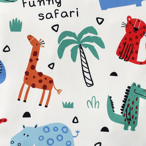 Conjunto Verano Fresco Y Adorable De Bebé Estampado Animales Azul Acero 0-3 M