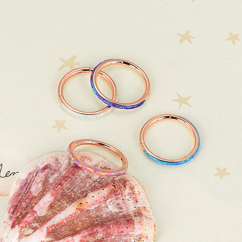 Anillo Nasal Acero Inoxidable Ópalo Septum Cuerpo Piercing