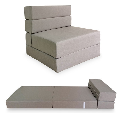 Imagen 4 de 10 de Sofá Cama Individual Plegable, Colchoneta Con Soporte Firmé Color Gris Claro