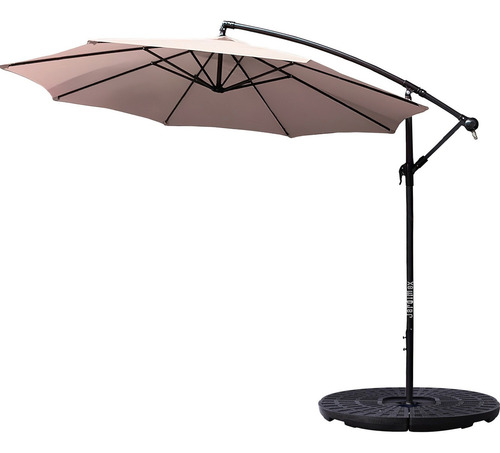 Sombrilla Grande Exterior Playa Jardin 3m + Base Contrapeso Color Beige Lisa