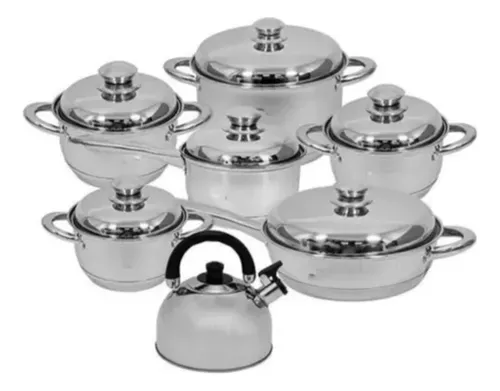 Ollas En Acero Quirurgico Inoxidable 13 Pz Hoffman