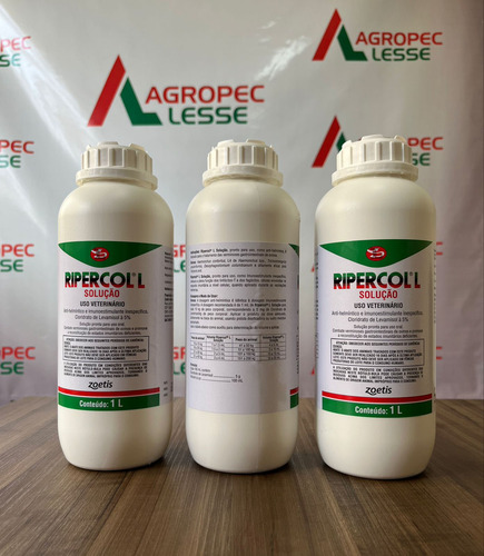 Ripercol Oral 1 Litro Vermífugo Zoetis - Kit 3 Unidades