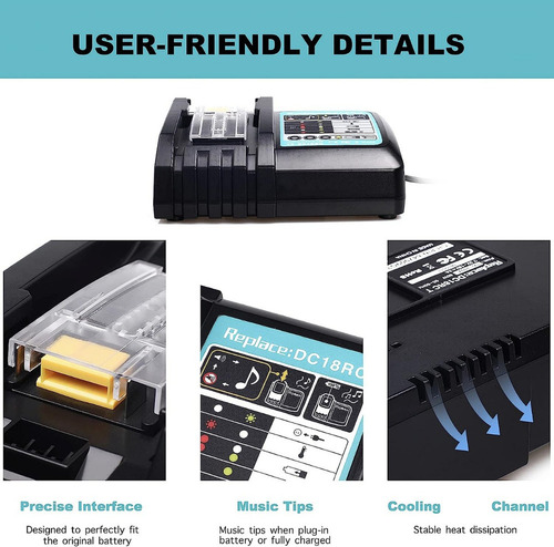 Cargador De Batería Rápido Li-ion Dc18ra 14.4v-18v De Makita
