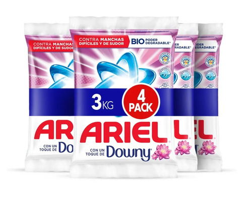 Detergente Ariel En Polvo Toque Downy 4 Pack De 750gr C/u