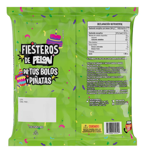 Dulce Piñatero Paleta Pelon Rico Chupelon Mango Chamoy 384g
