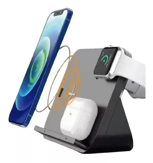 Base De Carga Inalámbrica 3 En 1 iPhone Smart Watch AirPods