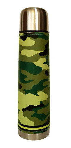 Termo Acero Inoxidable 1 Litro Forrado En Cuero Camuflado