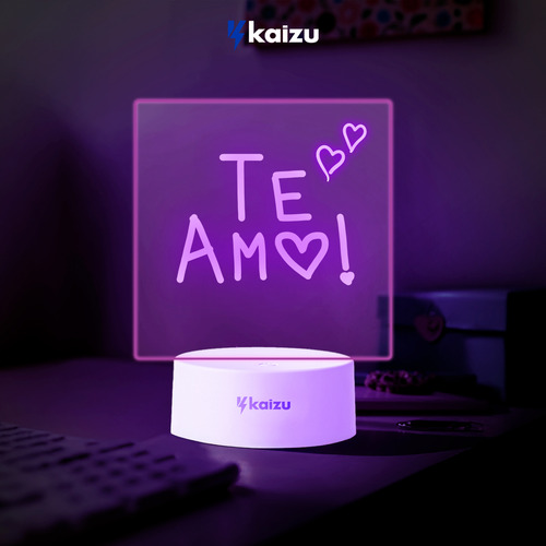 Luminária Led 3d De Escrever E Desenhar Lousa Botão Touch Caneta Mágica Lembrete Kaizu