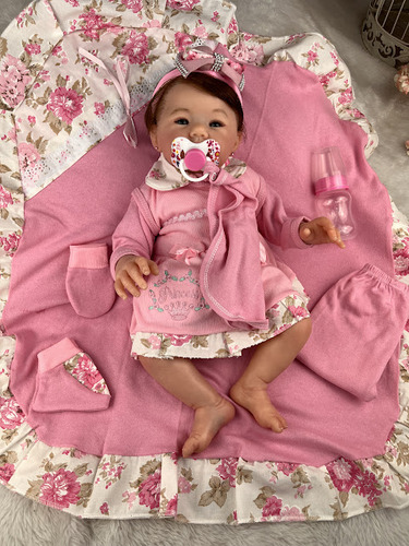 Boneca Bebe Reborn Artesanal Corpo Em Tecido Olhos Azuis