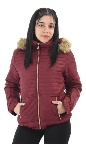 Campera Mujer Inflable Stefani 1132 Capucha Piel Impermeable