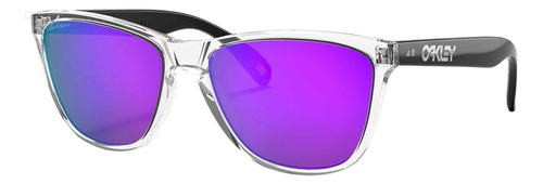 Óculos de sol Oakley Frogskins 35th Anniversary Médio armação de o matter cor polished clear, lente violet prizm, haste polished clear de o matter - OO9444