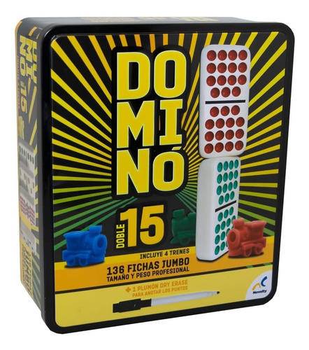 Domino Con Doble Ficha 15 Juego De Mesa Novelty