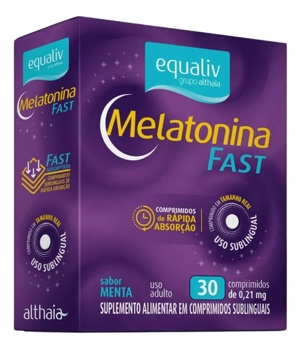 Melatonina Fast 30 Comp Sublingual Rápida Absorção - Equaliv Sabor 30 Comprimidos