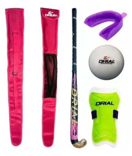 Combo Palo Hockey + Funda + Canillera + Bucal Bocha 32 A 37