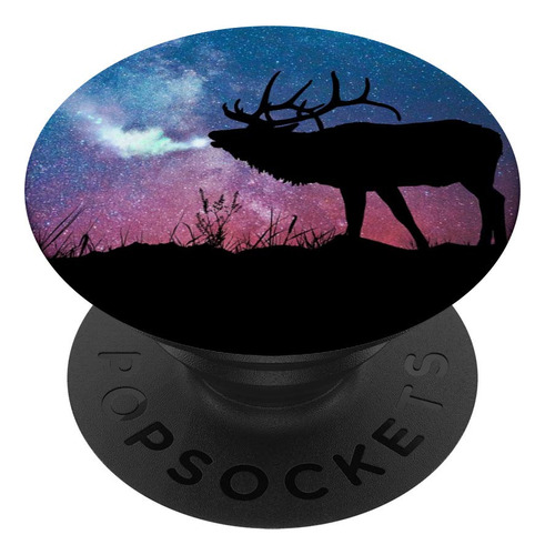 Cool Galaxy Elk Deer Negro Pop Socket Regalo Niño Niña 