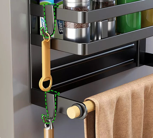 Organizador Magnético Simple Heladera Lavarropa Porta Rollo Negro