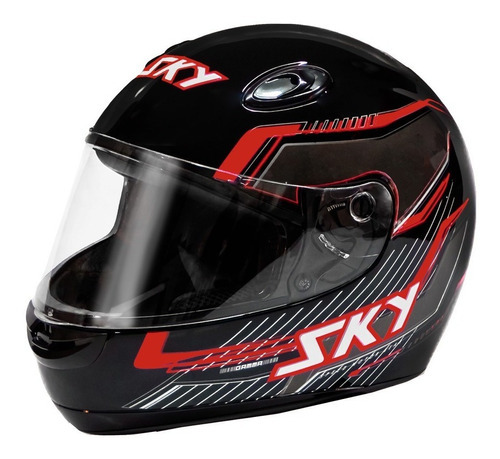 Capacete Fechado Moto Sky Texx Gamma Preto Fosco/vermermelho Tamanho do capacete 56