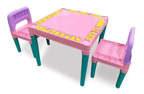 Mesa De Atividades Infantil Rosa Com 2 Cadeiras Desmontável