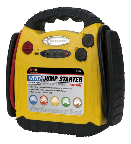 Performance Tool W 900 Amp Jump Starter, Inflador, Unidad D.