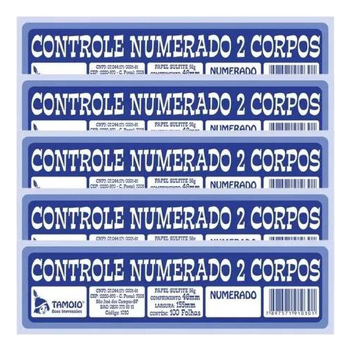 Bloco Fichinha Comanda Controle Numerado 2 Corpos 5un 100fls