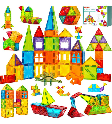 Theefun Bloques Magnéticos Dinosaurios Set Educativo 52