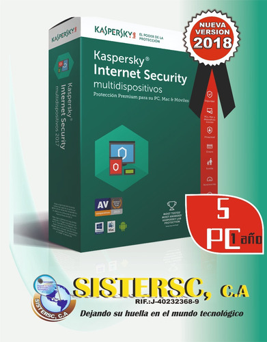 Kaspersky Internet Security 5 Pc 2018 1 Año