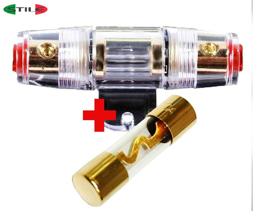 Imagen 2 de 4 de Portafusible Acrílico Plateado Para Potencia + Fusible 80 A.