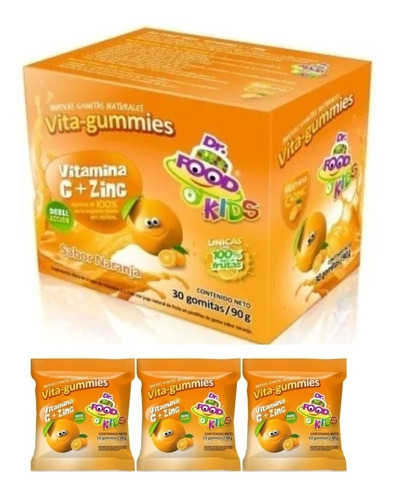 Vita Gummies Vitamina C + Zinc Dr Food Kids X 4 Cajas 12 Paq