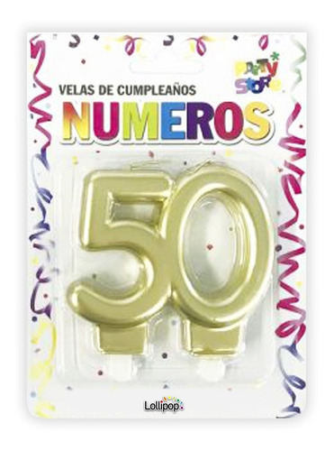 Imagen 1 de 1 de Vela Cumpleaños Numero 50 Dorado - Lollipop