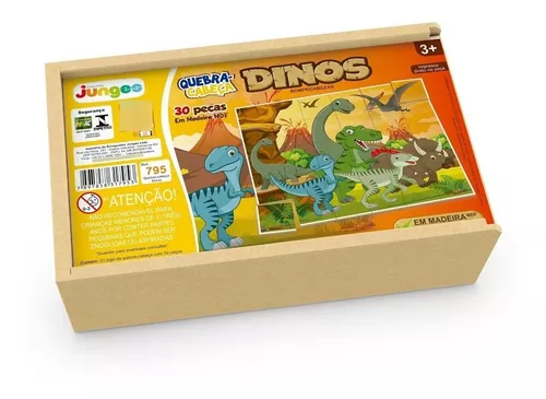 Quebra-Cabeça Madeira Dinossauros 30 Peças – Coluna 790697 - Real Brinquedos