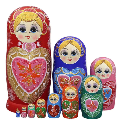 Juego De Muñecas Wood Finish Dolls, 10 Piezas