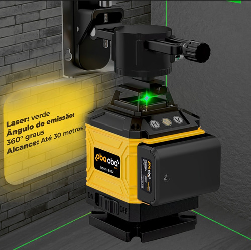 Nível A Laser 360º Verde 12 Linhas 3d Com Tripé Profissional