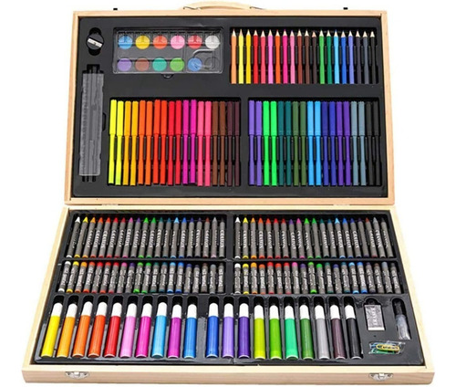 Set De Arte 180 Pcs Lapices Para Colorear Maleta De Madera