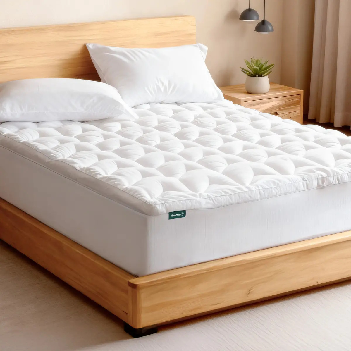 Dreamlab Cubre Colchón de Premier 1800 Extra Relleno de Microfibras recubiertas en Gel Hipoalergénico Tamaño Individual 100cm x 190cm