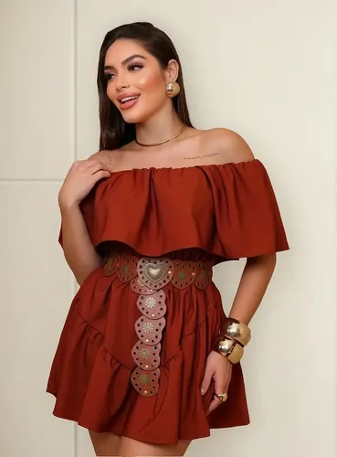 Macaquinho Vestido Curto Ciganinha Ombro a Ombro Shortinho — R$ 51,64 em Mercado Livre, 35% OFF