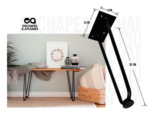 Imagen 2 de 5 de Pata Mesa Base Mueble Diagonal 30cm Metálica X 4unds